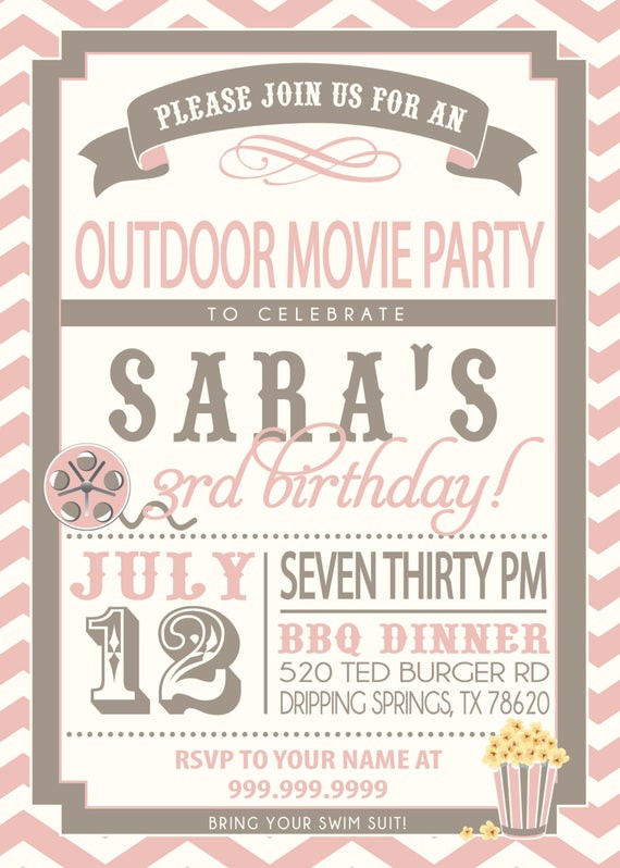 Backyard Party Invitations
 MOVIE PARTY outdoor movie invitation