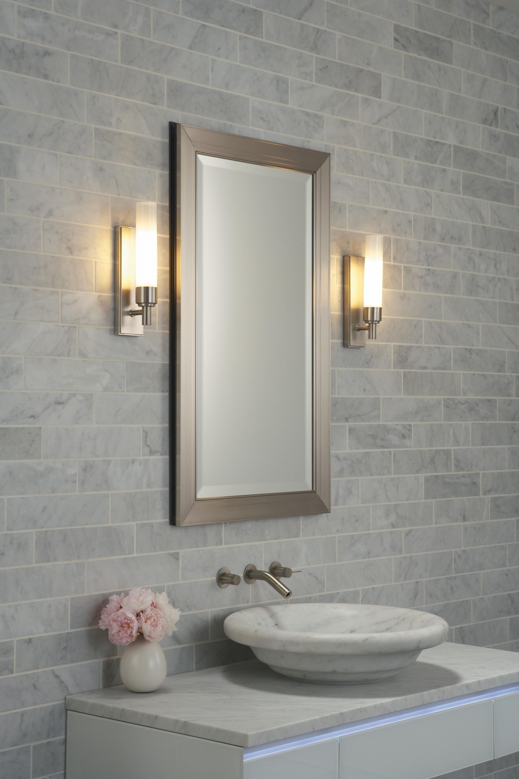 Bathroom Mirror Side Lights
 20 Best Collection of Fancy Bathroom Wall Mirrors