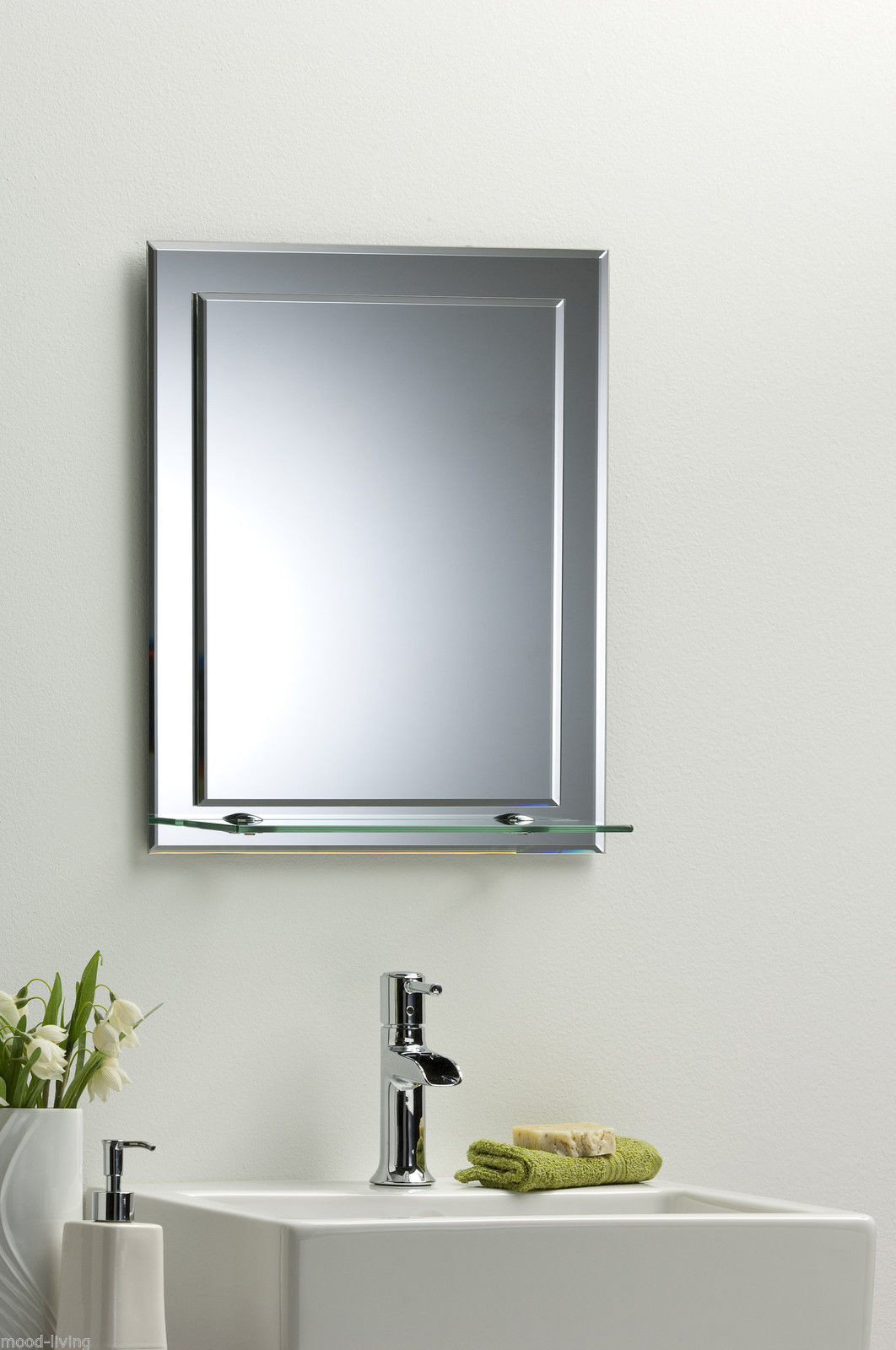 Bathroom Vanity Mirror With Shelf
 BATHROOM MIRROR ON MIRROR Elegant Rectangular WITH SHELF