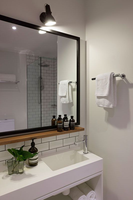 Bathroom Vanity Mirror With Shelf
 Small wood shelf under mirror HASSELL