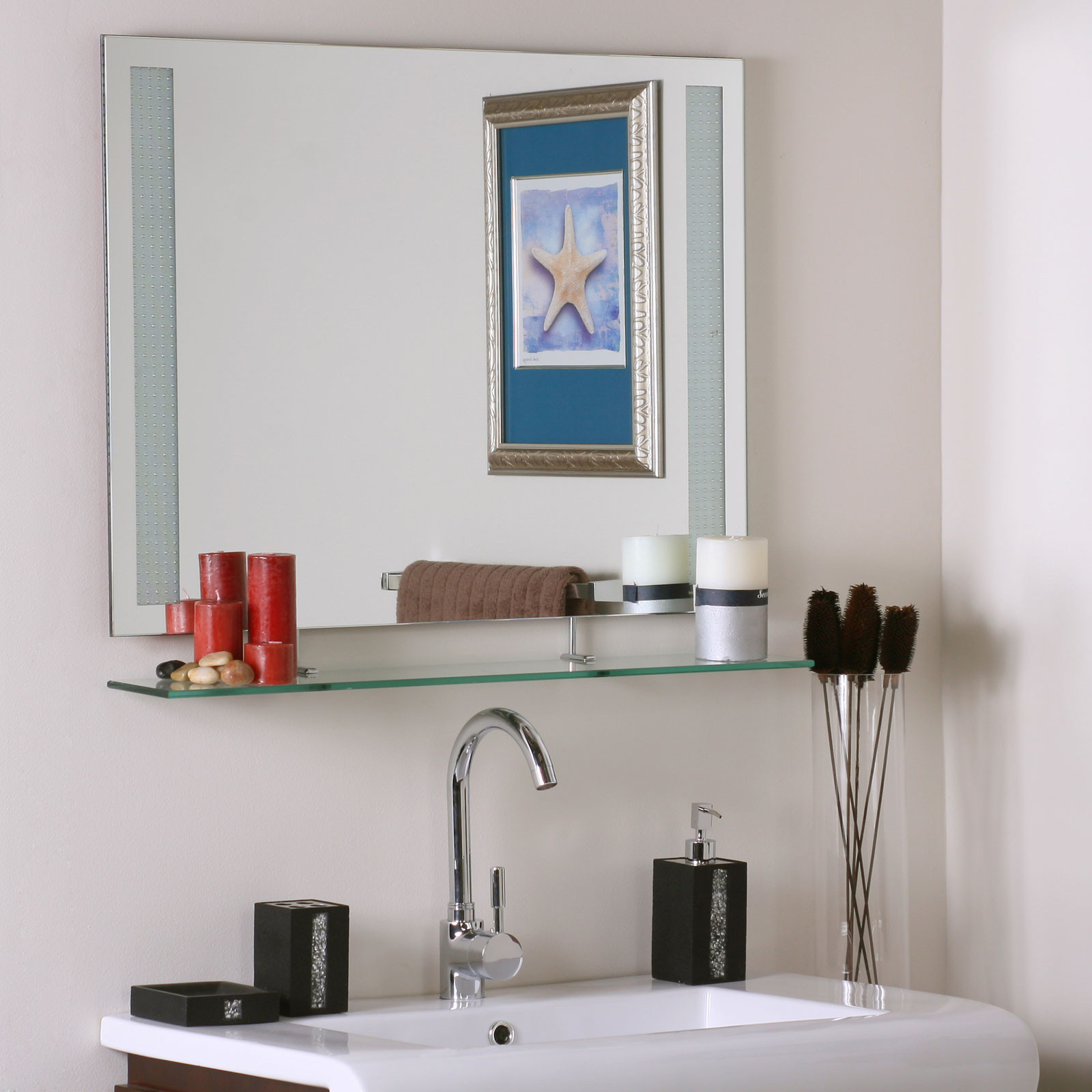 Bathroom Vanity Mirror With Shelf
 Frameless Bathroom Mirror with Shelf in Frameless Mirrors
