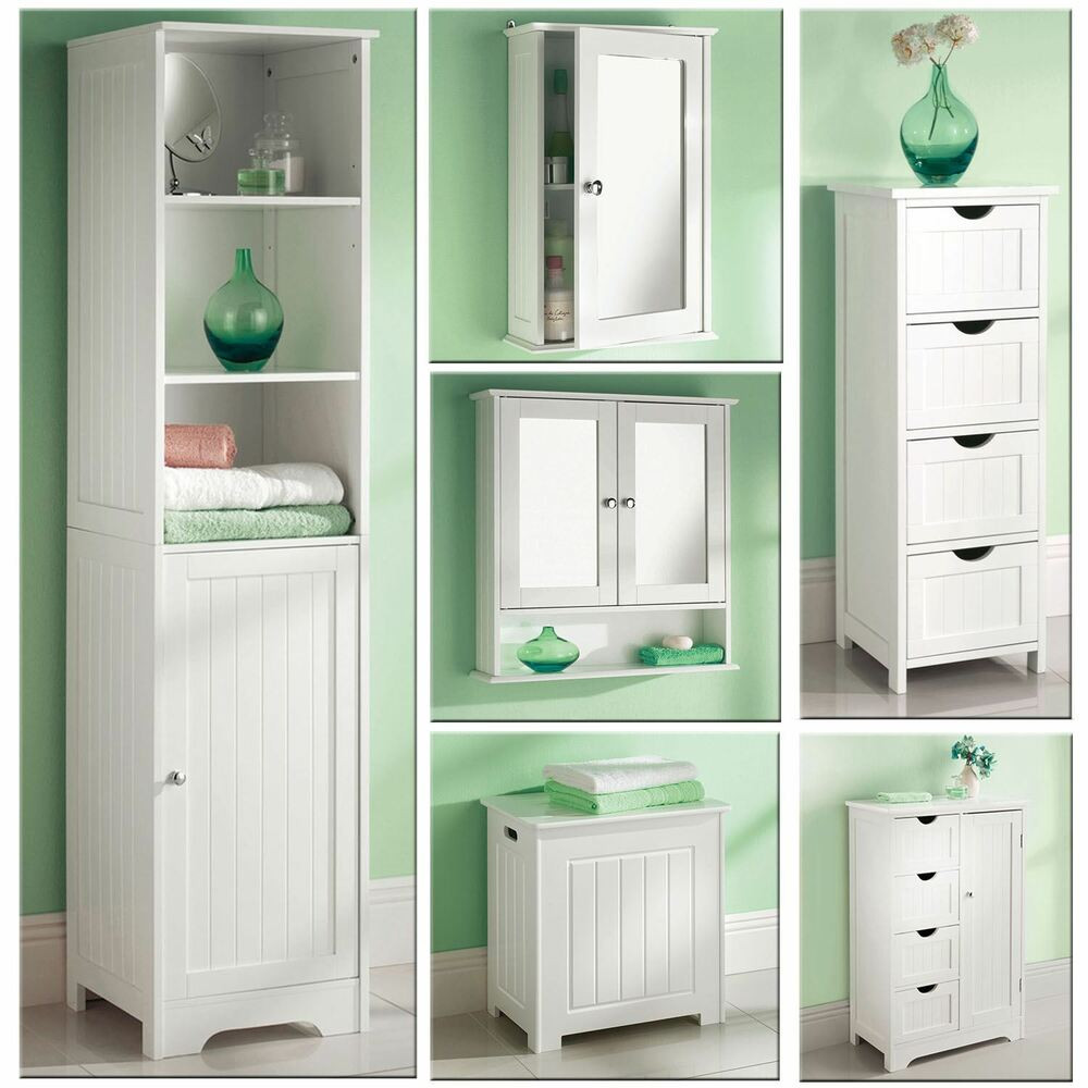 Bedroom Storage Cabinets
 White Wooden Bathroom Cabinet Shelf Cupboard Bedroom