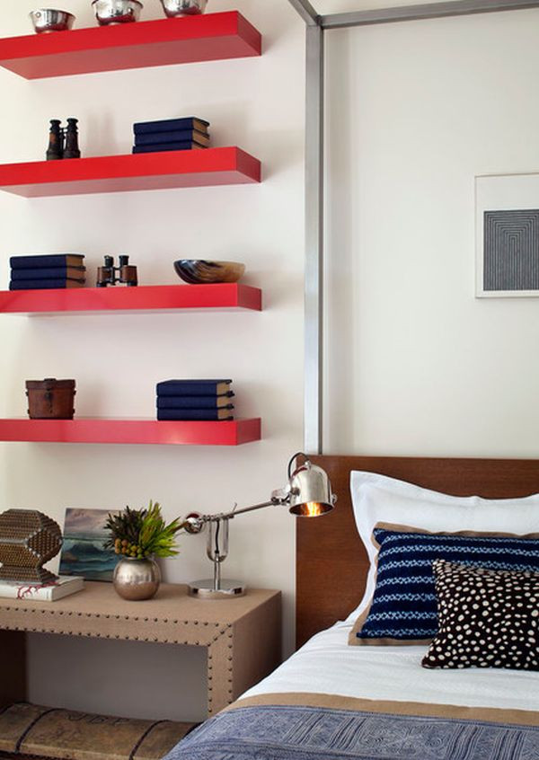 Bedroom Storage Shelves
 Simple functional and space saving floating wall shelving
