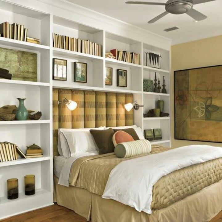 Bedroom Storage Shelves
 Shelves around bed Bedrooms Pinterest