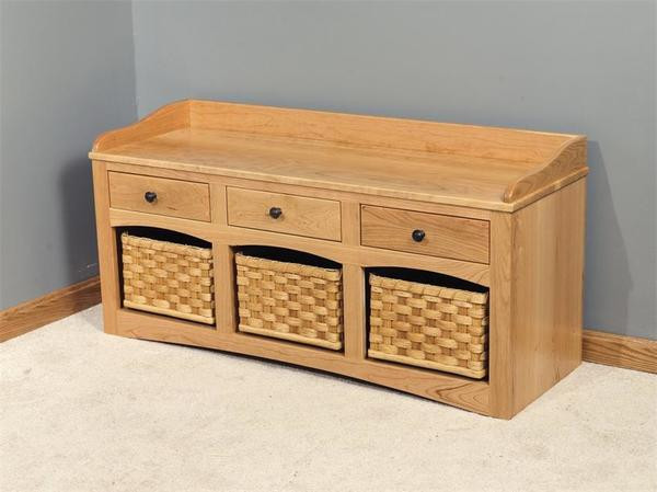 Bench With Basket Storage
 Entryway Storage Bench with Baskets and Drawers from
