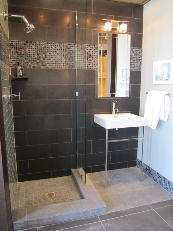 Black Bathroom Tile Ideas
 Black Ceramic Tile Contemporary bathroom Sherwin
