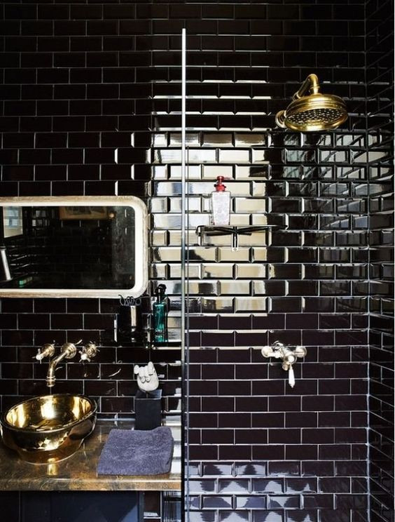 Black Bathroom Tile Ideas
 30 Timeless And Chic Glossy Tile Decor Ideas DigsDigs