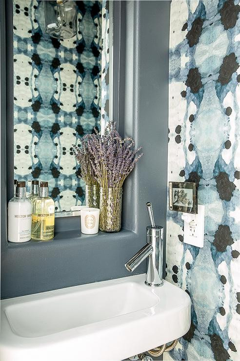 Blue Bathroom Wallpaper
 Blue Bathroom with Eskayel Wallpaper Contemporary Bathroom