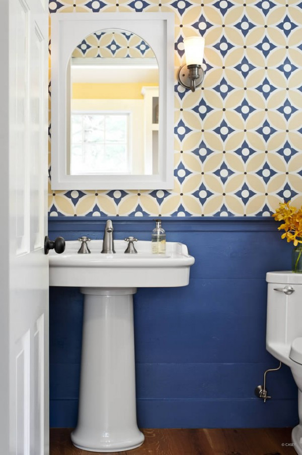 Blue Bathroom Wallpaper
 Wallpaper for the Powder Room The Inspired Room