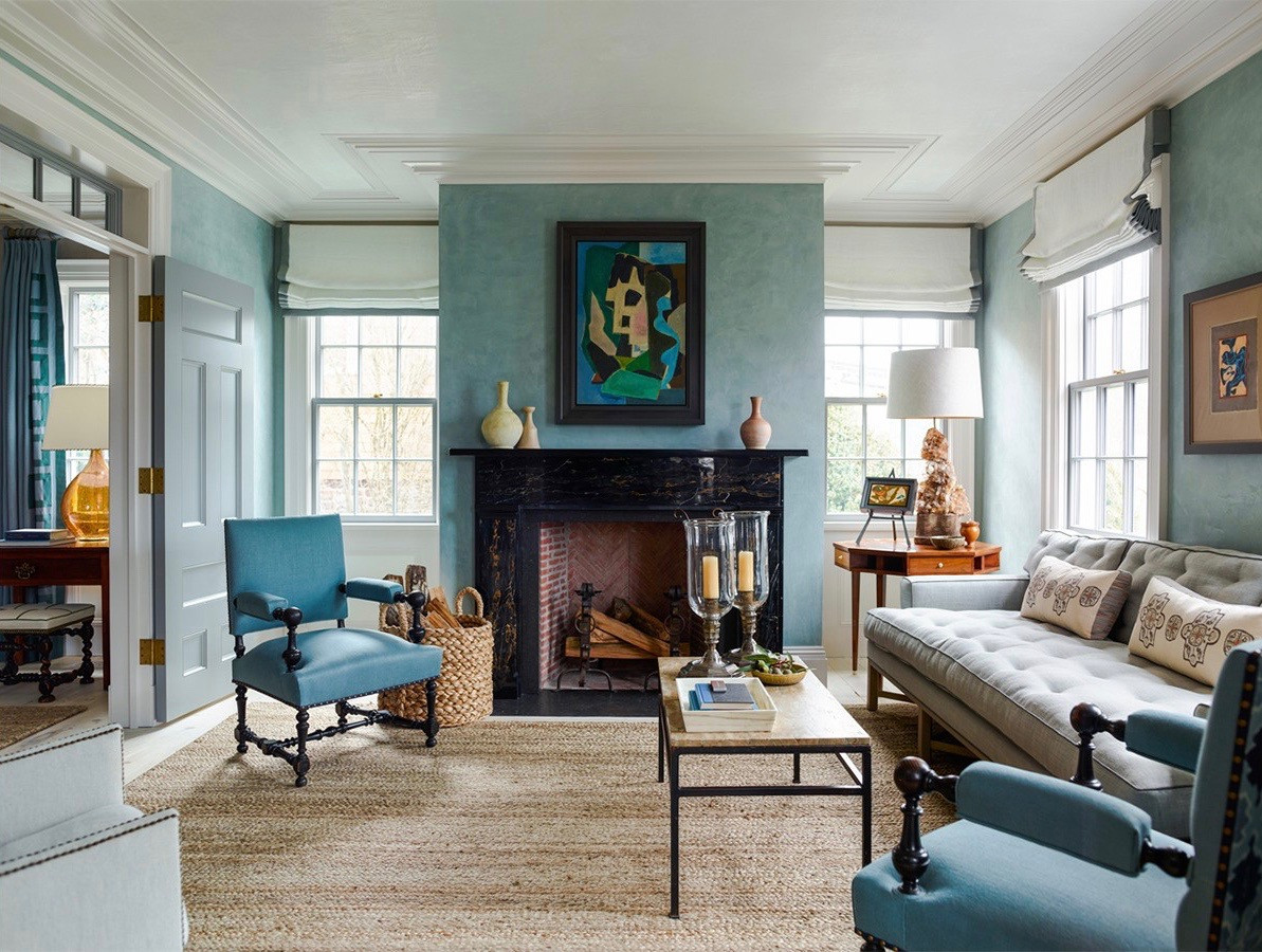 Blue Living Room Walls
 A Sag Harbor Home by Steven Gambrel Katie Considers