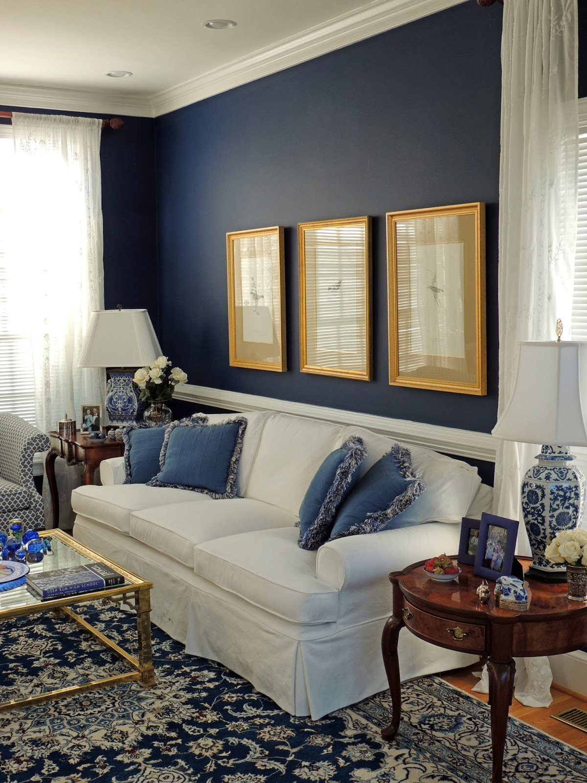 Blue Living Room Walls
 Suburban Charm Blue and White Monday