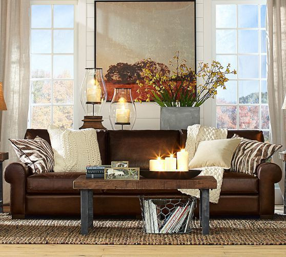 Brown Sectional Living Room Ideas
 turner leather sofa pottery barn Google Search