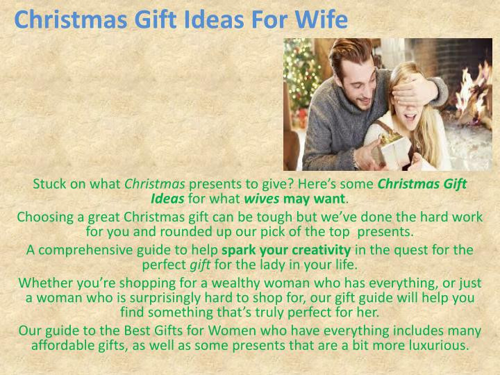 Christmas Gift Ideas For My Wife
 PPT christmas ts for women PowerPoint Presentation