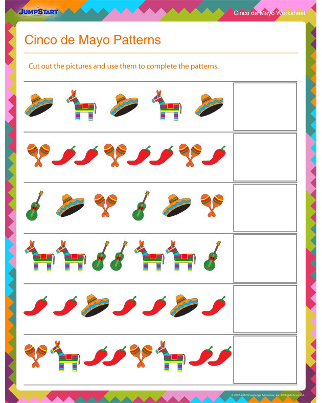 Cinco De Mayo Activities For Kindergarten
 Cinco de Mayo Patterns View Patterns Worksheet for First