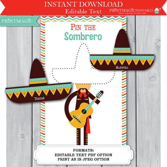 Cinco De Mayo Office Party Games
 Pin the Sombero Fiesta Printable Party Game 3 Sizes