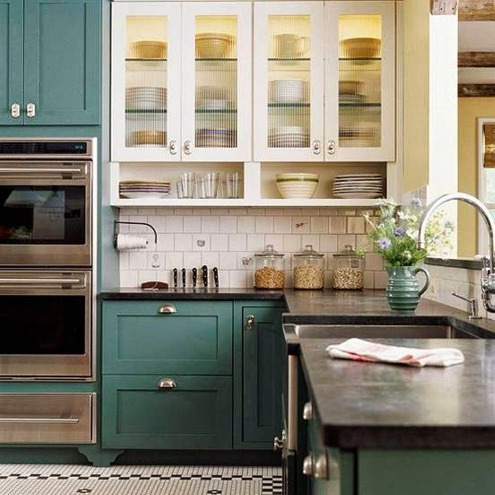 Colored Kitchen Cabinets
 Abby Manchesky Interiors slate appliances plans for our