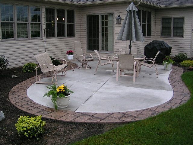 Concrete Patio Landscaping
 Stamped Concrete Patio with Border by Swiss Village