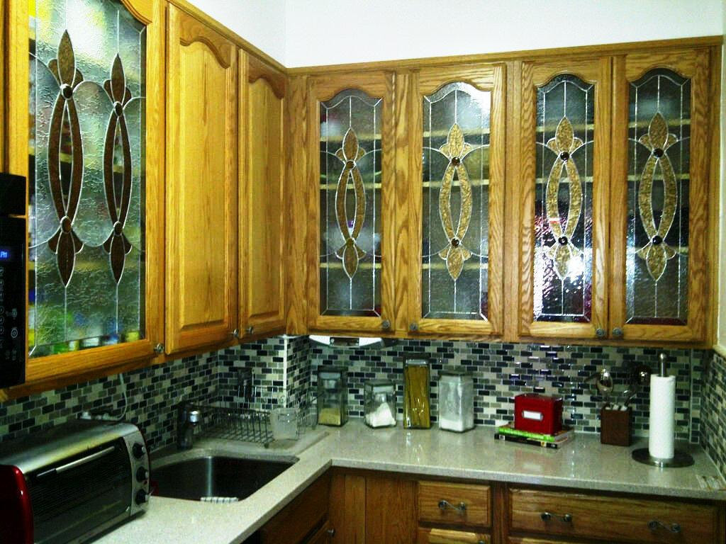 Custom Kitchen Cabinets Doors
 Elegant Stained Glass Custom Kitchen Cabinet Inserts CI 2