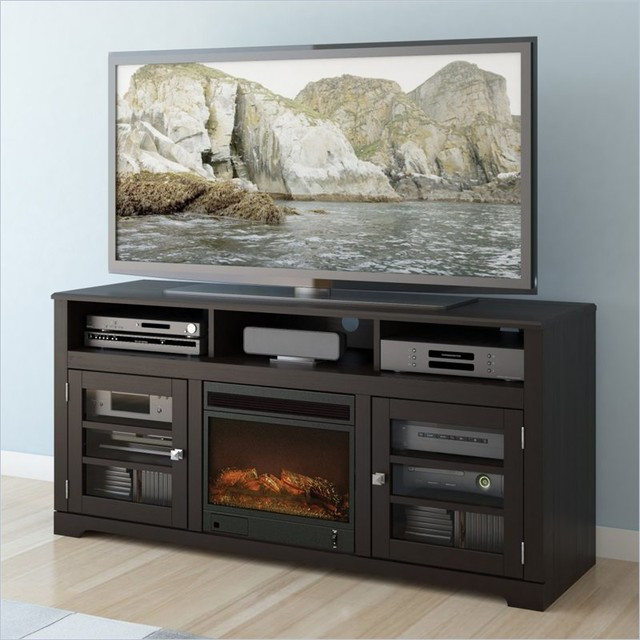Cymax Electric Fireplace
 Sonax West Lake 60" Fireplace TV Stand in Mocha Black