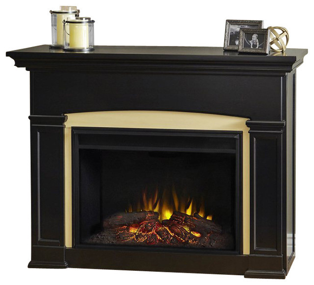 Cymax Electric Fireplace
 Real Flame Holbrook Electric Grand Fireplace in Black