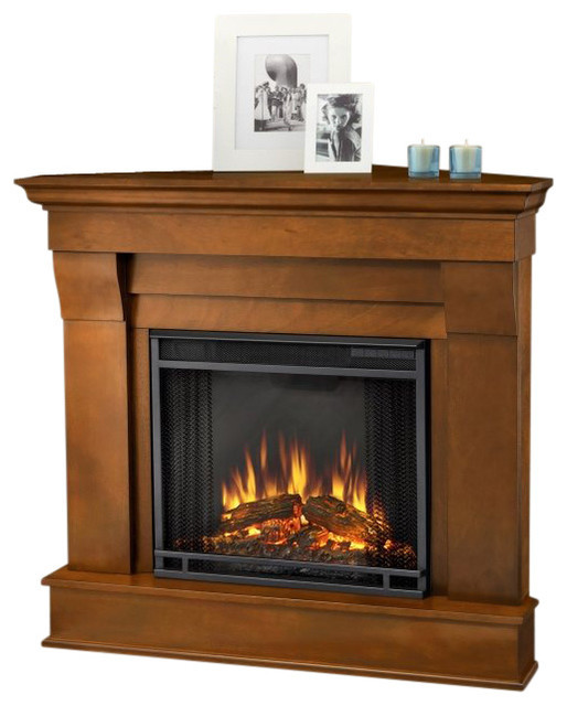 Cymax Electric Fireplace
 Real Flame Chateau Electric Corner Fireplace in Espresso