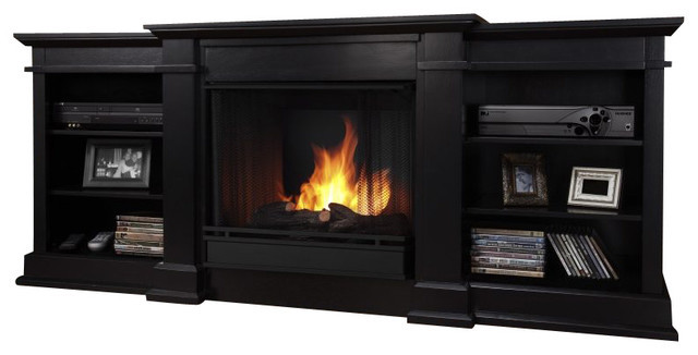 Cymax Electric Fireplace
 Real Flame Fresno Indoor Gel TV Stand Fireplace in Black