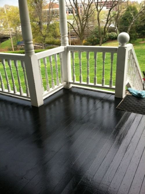 Deck Floor Paint
 glossy black porch floor rails are already this color
