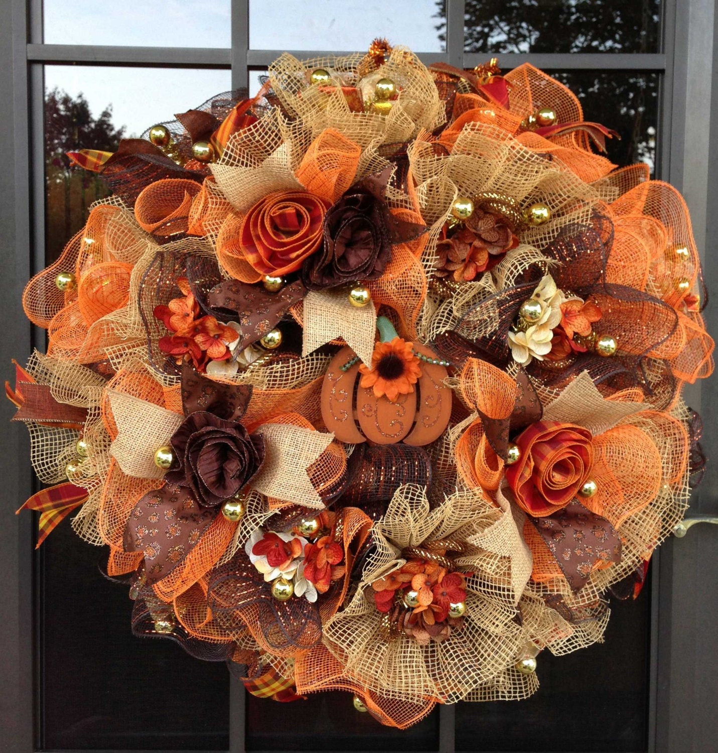 Diy Fall Deco Mesh Wreaths
 Autumn Ruffle Design Deco Mesh Wreath in Orange