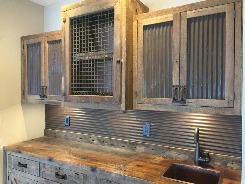 Diy Rustic Kitchen Cabinets
 Reclaimed Corrugated Antique Barn Tin by timelessjourney