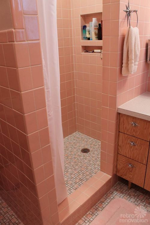 Downplay A Pink Tile Bathroom
 12 reasons I love my new retro pink bathroom Kate s pink