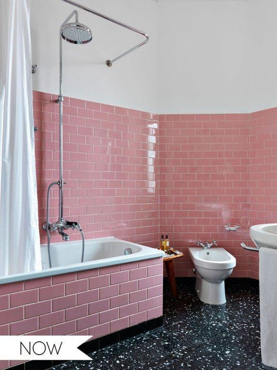 Downplay A Pink Tile Bathroom
 Everything Old is New Again Pink Tile in the Bathroom
