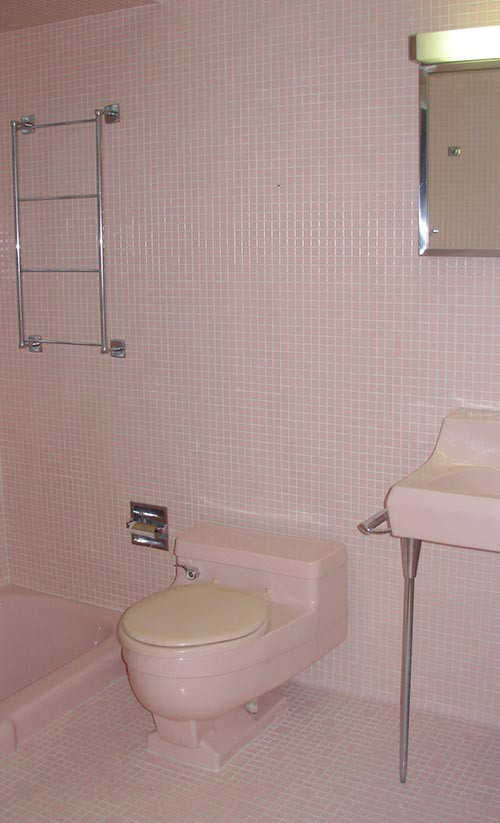 Downplay A Pink Tile Bathroom
 Decorating a bathroom with tile on all six walls yes