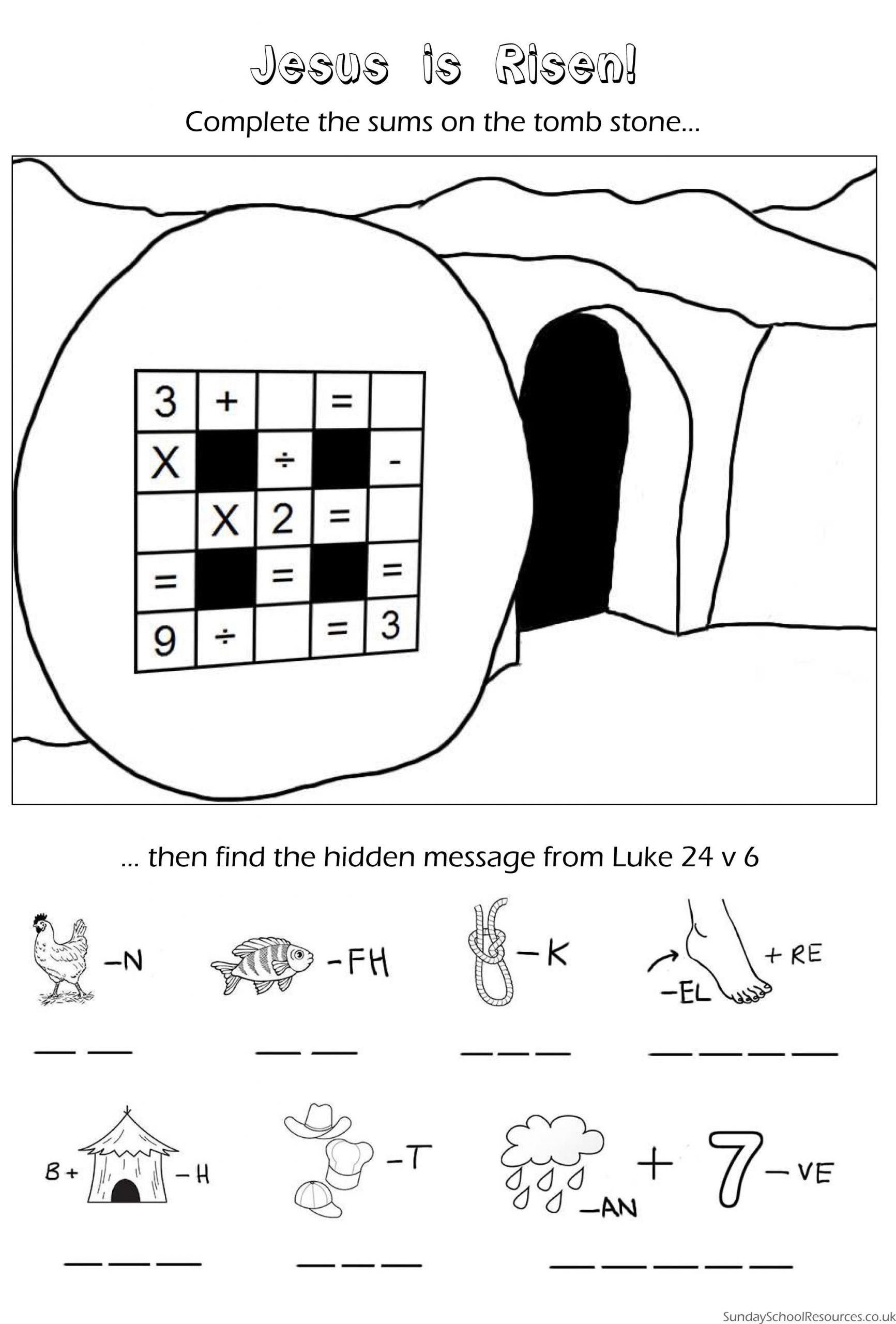 Easter Activities For Church
 Easter Worksheet Sunday School Activity