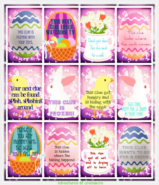 Easter Basket Hunt Ideas
 Adventures at Greenacre Free Easter printables