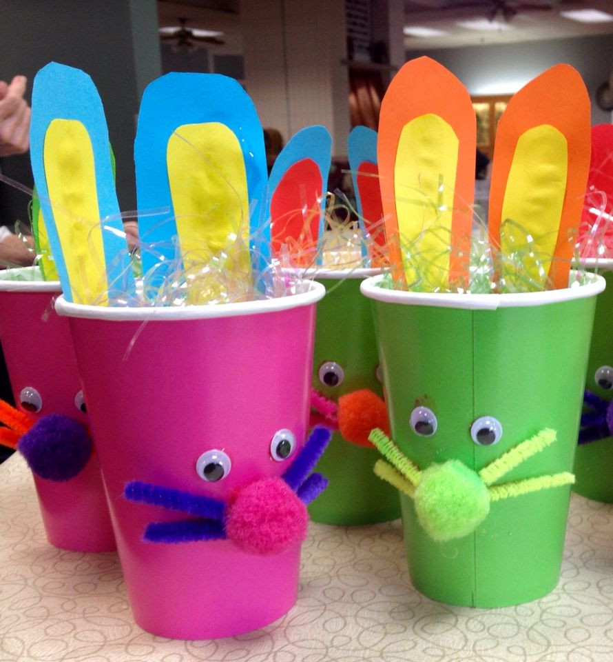 Easter Crafts For Seniors
 Easter Bunny cup craft for nursing home Activities we