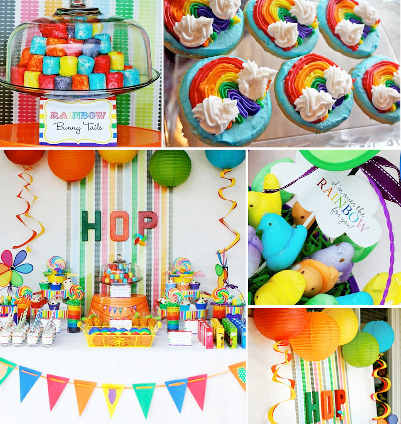 Easter Themed Birthday Party
 Rainbow Easter Hop Girl Boy Colorful Party Planning Ideas