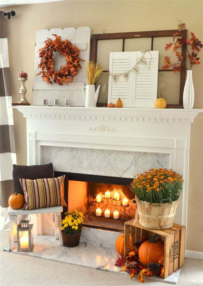 Fall Ideas Pinterest
 Beautiful Fall Decorated Fireplace Mantle s