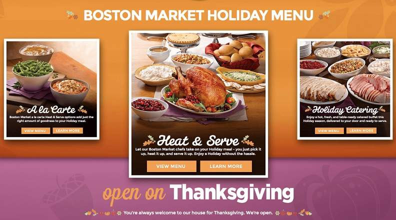 Fast Food Restaurants Open On Thanksgiving
 Boston Market Thanksgiving Dinner Menu 2015 Meal Hours