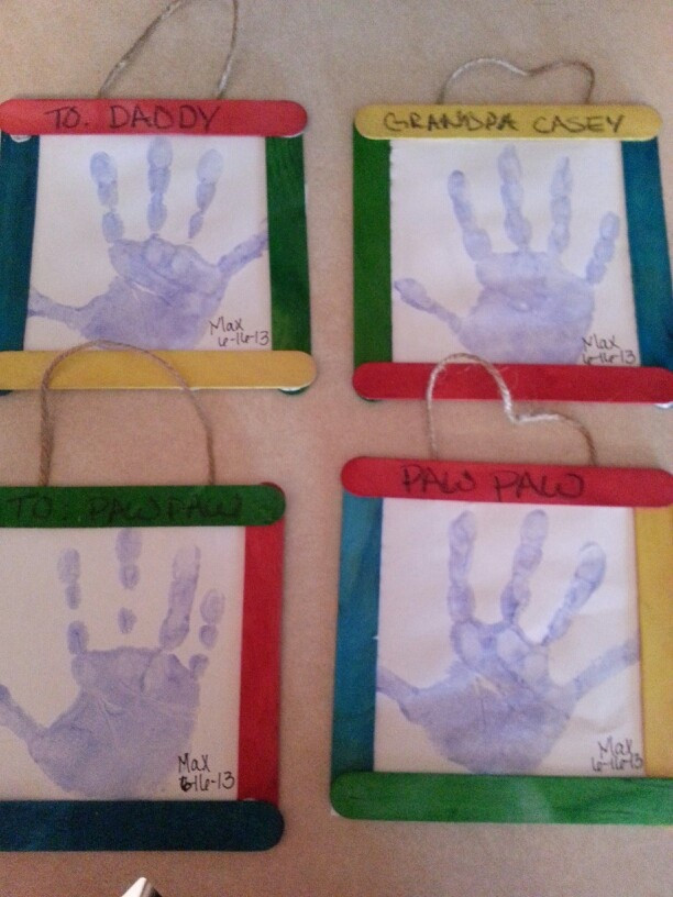 Fathers Day Crafts For Kindergarten
 Fathers day handprint in popsicle frame