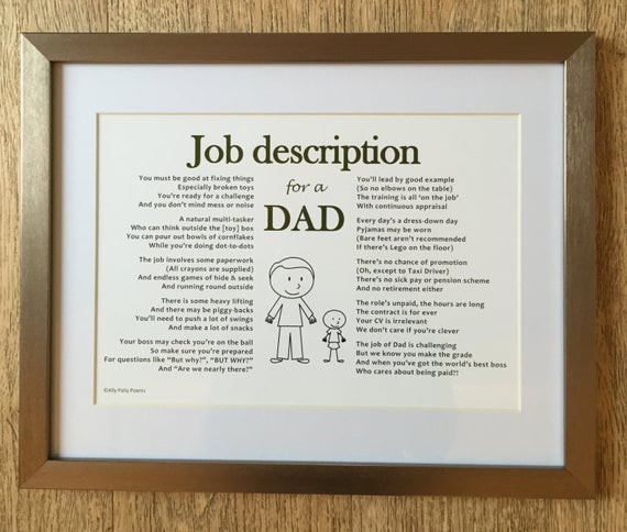Fathers Day Gift For Expecting Dad
 Dad poem print illustrated poem t for Dads birthday or
