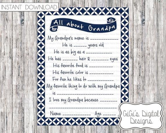 Fathers Day Ideas For Grandpas
 All about Grandpa Father s Day Questionnaire All About
