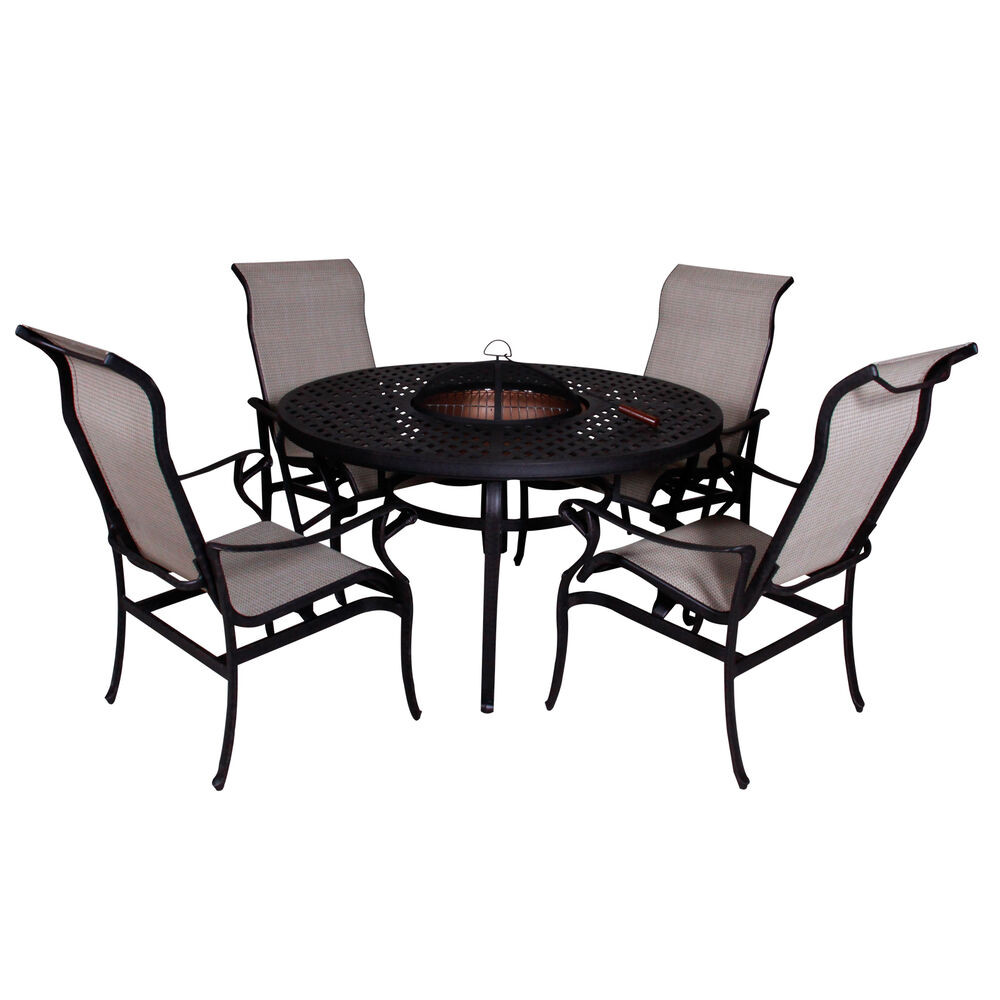 Fire Pit Dining Table
 Lorraine Dining Height Fire Pit Table and Chairs 5 piece