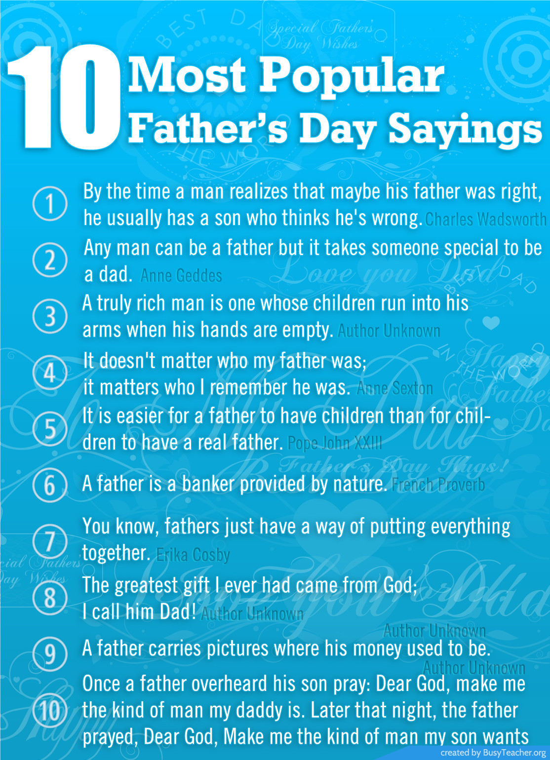 Free Fathers Day Quotes
 11 FREE Father s Day Worksheets and Lesson Plans