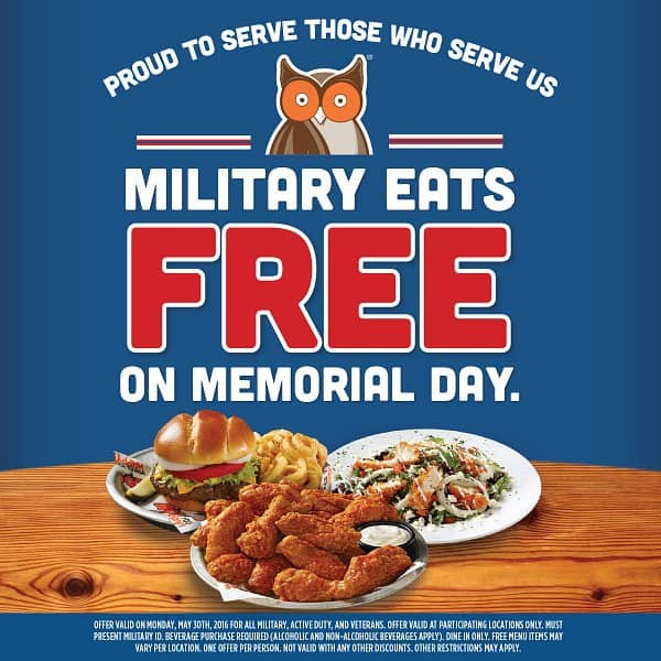 Free Food For Vets On Memorial Day
 Military Eat Free at Hooters on Memorial Day