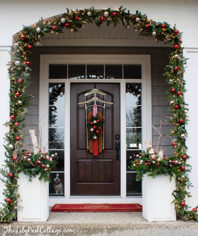 Front Door Christmas Decor Ideas
 Vintage Sled Front Door Decor The Lilypad Cottage