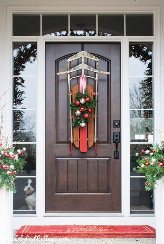 Front Door Christmas Decor Ideas
 Vintage Sled Front Door Decor The Lilypad Cottage