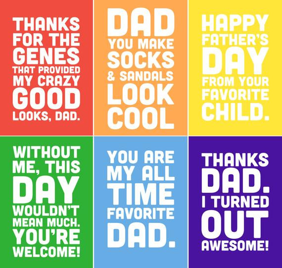 Fun Fathers Day Quotes
 Items similar to Funny Father s Day Printable Cards 5x7