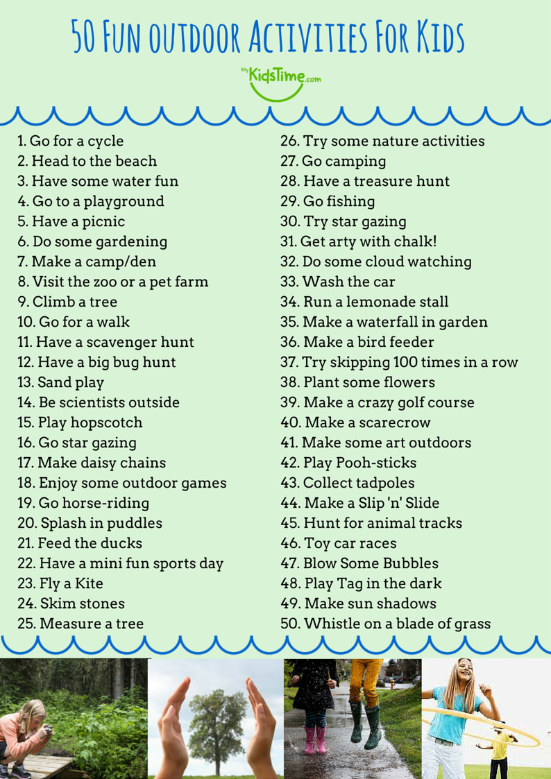 Fun Outdoor Activities For Kids
 50 Fun Outdoor Activities For Kids Checklist