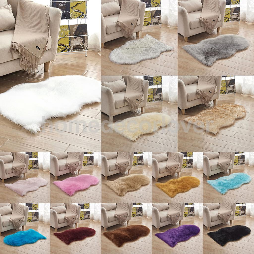 Furry Rugs For Living Room
 40x60cm Sheepskin Fluffy Skin Faux Fur Fake Rug Mat Rugs