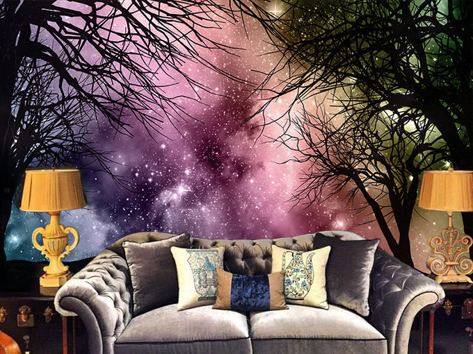 Galaxy Bedroom Wallpaper
 Galaxy Forest Removable Wallpaper Wall Decal Art Bedroom